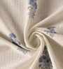 Hand Block Printed 100% Pure Cotton Floral Offwhite & Blue 240 GSM Super Absorbent 1 Hand & 1 Bath Towel Set