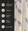 Hand Block Printed 100% Pure Cotton Floral Offwhite & Blue 240 GSM Super Absorbent 2 Hand & 2 Bath Towel Set