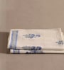 Hand Block Printed 100% Pure Cotton Floral Offwhite & Blue 240 GSM Super Absorbent 2 Hand Towels