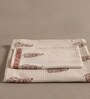 Hand Block Printed 100% Pure Cotton Floral Offwhite & Peach 240 GSM Super Absorbent 1 Hand & 1 Bath Towel Set