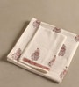 Hand Block Printed 100% Pure Cotton Floral Offwhite & Peach 240 GSM Super Absorbent 1 Hand & 1 Bath Towel Set
