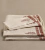 Hand Block Printed 100% Pure Cotton Floral Offwhite & Peach 240 GSM Super Absorbent 2 Hand & 2 Bath Towel Set