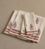 Hand Block Printed 100% Pure Cotton Floral Offwhite & Peach 240 GSM Super Absorbent 2 Hand & 2 Bath Towel Set