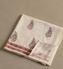 Hand Block Printed 100% Pure Cotton Floral Offwhite & Peach 240 GSM Super Absorbent Bath Towels