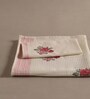 Hand Block Printed 100% Pure Cotton Floral Offwhite & Pink 240 GSM Super Absorbent 1 Hand & 1 Bath Towel Set