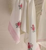 Hand Block Printed 100% Pure Cotton Floral Offwhite & Pink 240 GSM Super Absorbent 1 Hand & 1 Bath Towel Set