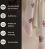 Hand Block Printed 100% Pure Cotton Floral Offwhite & Pink 240 GSM Super Absorbent 2 Hand & 1 Bath Towel Set