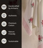 Hand Block Printed 100% Pure Cotton Floral Offwhite & Pink 240 GSM Super Absorbent 2 Hand Towels