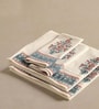 Hand Block Printed 100% Pure Cotton Floral Peach & Teal 240 GSM Super Absorbent  2 Hand & 2 BathTowel Set