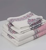 Hand Block Printed 100% Pure Cotton Floral Pink 240 GSM Super Absorbent  2 Hand & 2 Bath Towel Set  Towel Set