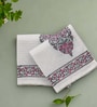 Hand Block Printed 100% Pure Cotton Floral Pink 240 GSM Super Absorbent  2 Hand Towels  Towels