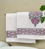 Hand Block Printed 100% Pure Cotton Floral Pink 240 GSM Super Absorbent  2 Hand Towels  Towels