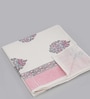 Hand Block Printed 100% Pure Cotton Floral Pink 240 GSM Super Absorbent 1 Hand and 1 Bath Towel Set