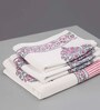 Hand Block Printed 100% Pure Cotton Floral Pink 240 GSM Super Absorbent 2 Hand and 1 Bath Towel Set