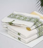 Hand Block Printed 100% Pure Cotton Floral Yellow 240 GSM Super Absorbent 2 Hand & 1 Bath Towel Set