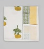 Hand Block Printed 100% Pure Cotton Floral Yellow 240 GSM Super Absorbent 2 Hand & 1 Bath Towel Set
