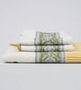 Hand Block Printed 100% Pure Cotton Floral Yellow 240 GSM Super Absorbent 2 Hand & 1 Bath Towel Set