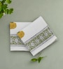 Hand Block Printed 100% Pure Cotton Floral Yellow 240 GSM Super Absorbent 2 Hand & 1 Bath Towel Set