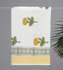 Hand Block Printed 100% Pure Cotton Floral Yellow 240 GSM Super Absorbent 2 Hand & 1 Bath Towel Set