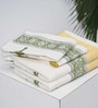 Hand Block Printed 100% Pure Cotton Floral Yellow 240 GSM Super Absorbent 2 Hand & 2 Bath Towel Set