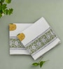 Hand Block Printed 100% Pure Cotton Floral Yellow 240 GSM Super Absorbent 2 Hand Towels