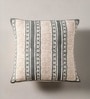 Hand Block Printed Cotton in Striped Charcoal and Off White (18x18inches) Cushion Covers