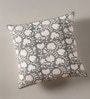 Hand Block Printed Cotton in Striped Charcoal and Off White (18x18inches) Cushion Covers