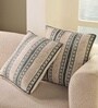 Hand Block Printed Cotton in Striped Charcoal and Off White Set of 2 (18x18inches) Cushion Covers