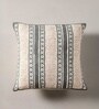 Hand Block Printed Cotton in Striped Charcoal and Off White Set of 2 (18x18inches) Cushion Covers