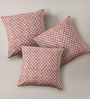 Hand Block Printed Cotton in Striped Charcoal and Off White Set of 3(18x18inches) Cushion Covers