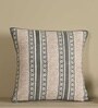 Hand Block Printed Cotton in Striped Charcoal and Off White Set of 4 (18x18inches) Cushion Covers