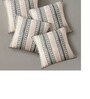 Hand Block Printed Cotton in Striped Charcoal and Off White Set of 4 (18x18inches) Cushion Covers