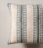 Hand Block Printed Cotton in Striped Charcoal and Off White Set of 4 (18x18inches) Cushion Covers