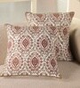 Hand Block Printed Cotton Ivory and Rust Set of 2 (18x18inches) Cushion Covers