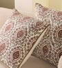 Hand Block Printed Cotton Ivory and Rust Set of 2 (18x18inches) Cushion Covers