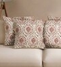 Hand Block Printed Cotton Ivory and Rust Set of 2 (18x18inches) Cushion Covers