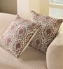 Hand Block Printed Cotton Ivory and Rust Set of 2 (18x18inches) Cushion Covers