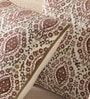 Hand Block Printed Cotton Ivory and Rust Set of 5 (18x18inches) Cushion Covers