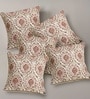 Hand Block Printed Cotton Ivory and Rust Set of 5 (18x18inches) Cushion Covers