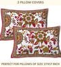 Red Hand Block Printed Floral Kalamkari Queen Double Size Cotton Bedsheet With 2 Pillowcovers