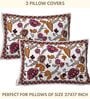 Pink Hand Block Printed Floral Kalamkari Queen Double Size Cotton Bedsheet With 2 Pillowcovers