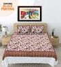 Pink Hand Block Printed Floral Kalamkari Queen Double Size Cotton Bedsheet With 2 Pillowcovers