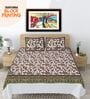 Green Hand Block Printed Floral Kalamkari Queen Double Size Cotton Bedsheet With 2 Pillowcovers