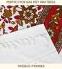 Red Hand Block Printed Floral Kalamkari Queen Double Size Cotton Bedsheet With 2 Pillowcovers