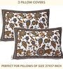 Green Hand Block Printed Floral Kalamkari Queen Double Size Cotton Bedsheet With 2 Pillowcovers