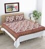 Pink Hand Block Printed Floral Kalamkari Queen Double Size Cotton Bedsheet With 2 Pillowcovers