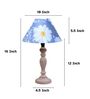 Hand Carved Classic Mangowood Table Lamp With Narcissue Floral Print Satin Shade