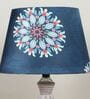 Hand Carved Ilumista Mangowood Table Lamp With French Floral Print Satin Shade