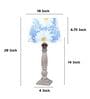 Hand Carved Ilumista Mangowood Table Lamp With Narcissue Floral Print Satin Shade
