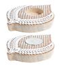 Hand-Carved Leaf Brown Colour Mdf T- Light Candle Holder Blocks